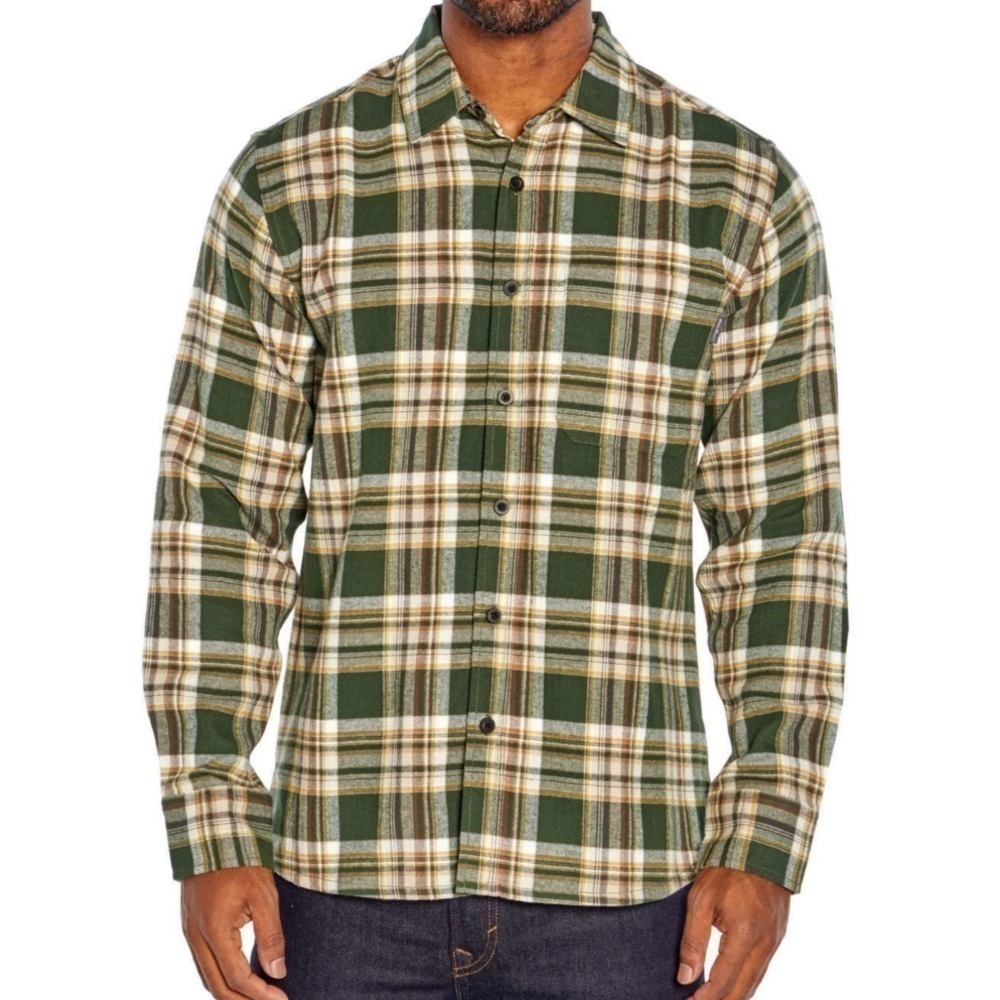 Eddie Bauer Bayleaf Green Plaid Brushed Cotton Flannel Twill Shirt